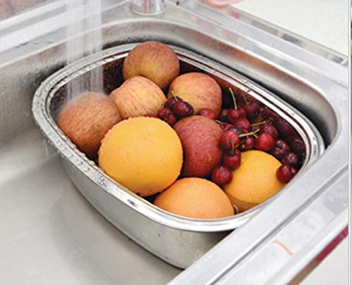 Stainless Steel Dishpan Basin Dish Washing Bowl Bucket Basket Portable Tub Rack (Rounded Rectangle)