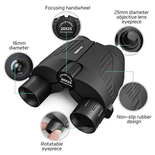 20X25 Small Binoculars for Adults and Kids, Large Eyepiece Binoculars for Bird Watching Easy Focus, Pocket High Powered Opera Glasses for Concert, Cruise Ship, Travel Must Have Binocular2025-Black