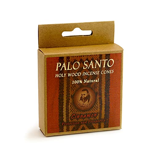 Prabhuji's Gifts Palo Santo Incense Cones - Cinnamon - Handmade Natural Incense Cones - Palo Santo Cones - Spiritual Incense - Holy Wood Incense - Protection & Prosperity - (6 Cones)