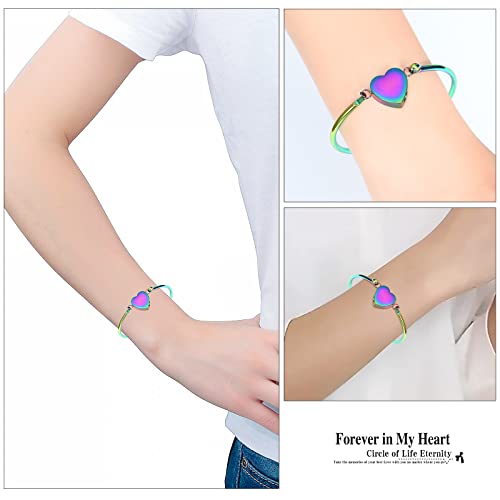 Hearbeingt Heart Urn Bracelet for Ashes Cremation Jewelry for Women Colorful