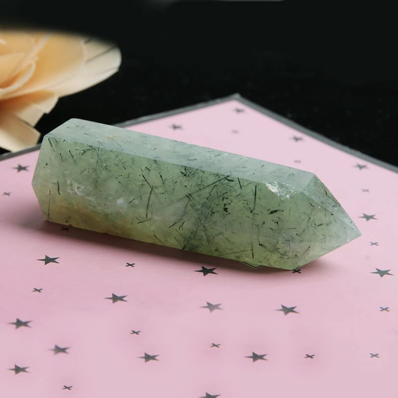 Acxico 1Pcs 70-80mm Natural Prehnite Obelisk Tower Point Crystal Natural