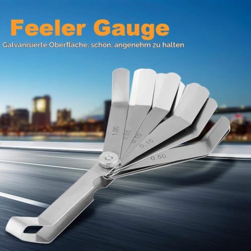 Feeler Gauge, Stainless Steel Curved Feeler Gauge Ruler Welding Inspection Tool 0.05-1.00 mm Measuring Ruler Feeler Measuring Tool