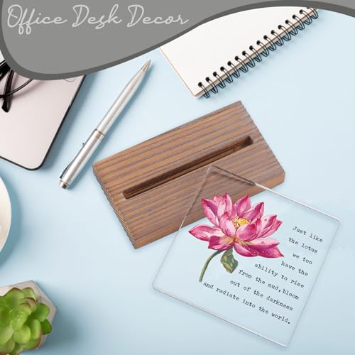 Lotus Flower Inspirational Desk Sign for Women Men, Motivational Acrylic Office Decor with Positive Healing Quote, Encouragement Gift for Coworker Friend Therapist Teacher, Spiritual Desk Plaque EC432