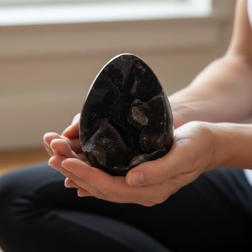 0.66-1.7lb Turtle Back Stone Crystal Geode Egg - Natural Rock Cluster for Home Office Decor, Spiritual Healing Stone with Raw Texture (0.66, Pounds) 0.66 Pounds