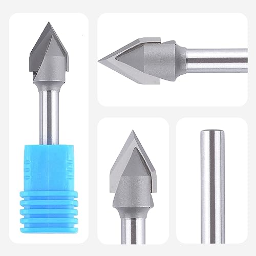 SpeTool Chamfer Cutter 6 mm Shaft Engraving Cutter 60 Degree 2 Flutes Solid Carbide Engraving Cutter V Groove Cutter 12 mm Cutting Diameter CNC Cutter End Mill Wood Cutter for Router for Router for Beveling V-Grooves