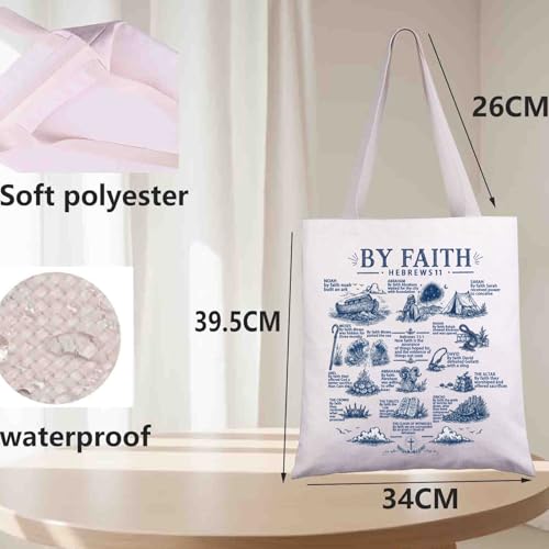 FEELMEM Hebrews 11 Faith Tote Bag Faith Gift Christian Bible Verse Hebrew Prayer Scripture Shoulder Bag Religious Gift (beige)