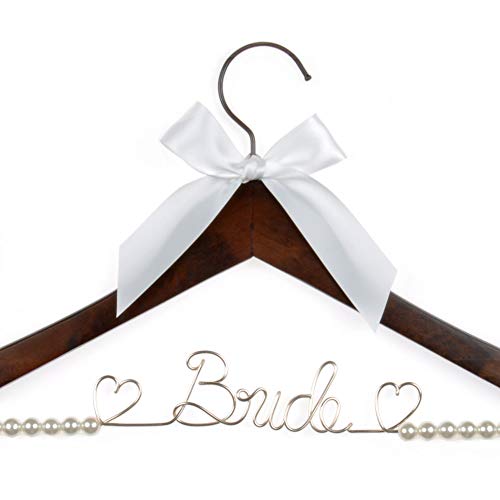 Wedding Dress Hanger - Decorative Wire Hanger for Brides, Perfect Bridal Shower & Wedding Gift Brown Gold Thread