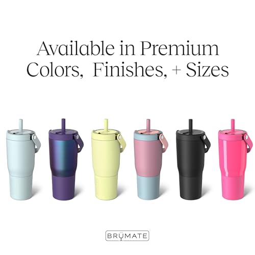 BrüMate Resa 25oz 100% Leakproof Travel Tumbler w/Handle & Straw | Flexible SoftSip Straw | Silicone Sleeve for Durability | Stainless Steel | Cup Holder & Travel Friendly Water Bottle (Citrus Daisy)