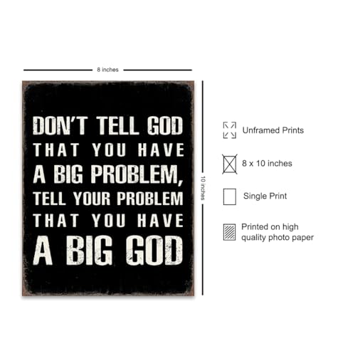 Religious Saying Wall Art - masculine Christianity - Christian Gifts for Men - Faith Wall Decor - Jesus God Motivational poster - Living room Home Office Man cave - spiritual Inspirational Home Decor