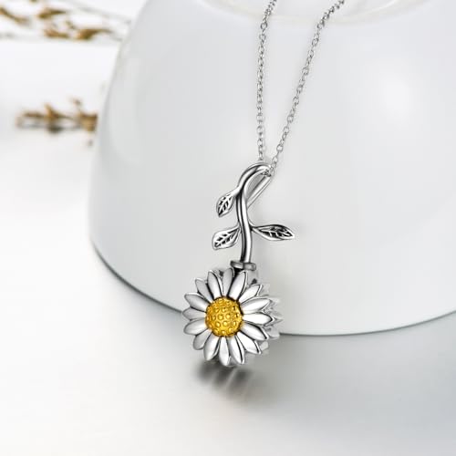 Sunflower Cremation Jewelry 925 Sterling Silver Urn Necklace Keepsake Ashes Hair Memorial Pendant Locket