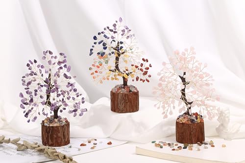QINJIEJIE 7 Chakra Tree Crystal Tree Tree of Life Decor Birthday Gifts for Women Crystals and Healing Stones Home Office Decor Spiritual Gifts for Women Mom Sister New House Warming Gift Unique