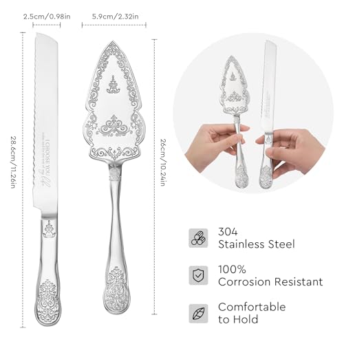 AW BRIDAL Wedding Cake Knife And Server Set, Vintage Cake Cutting Set for Wedding, Personalized Cake Cutter Wedding Gift Bridal Shower Gift Anniversary Engagement Gift For Couple