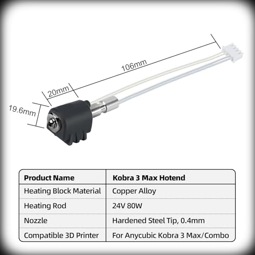 IdeaFormer 3 Pieces Kobra 3 Max Hotend Set, Quick-Swap Integrated Extruder Hotend with 0.4 mm 0.6 mm Hardened Steel Nozzle for Anycubic Kobra 3 Max/Combo