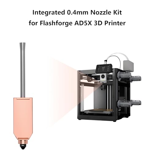 2PCS 0.4MM Quick Release Nozzle Kit for Flashforge AD5X 3D Printer, All Metal Hot End Integrated Heater Block Throat Tube Detachable Hardened Steel Nozzle Replacement Kit for AD5X