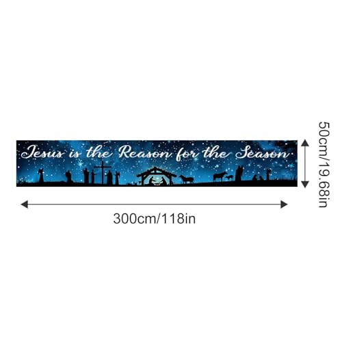 HOMETITUTE Jesus Is the Reason Banner Season Decor 118 x 19.68 Inch Three Kings Day Banner#003