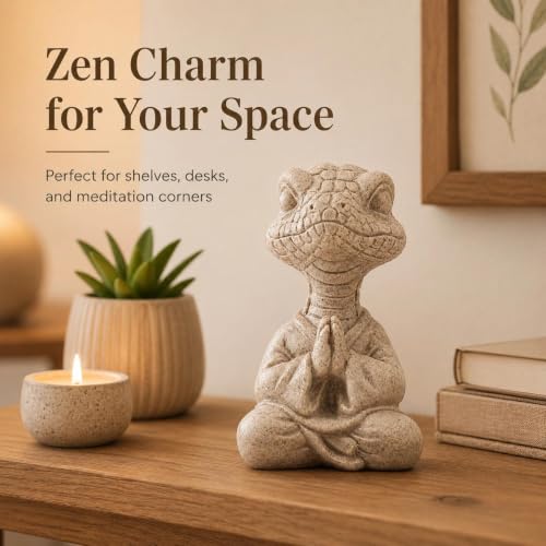 Meditating Snake Statue, Resin Zen Yoga Snake Figurine with Praying Hands, Spiritual Animal Desk Shelf Decor for Office, Meditation Room Snake 1