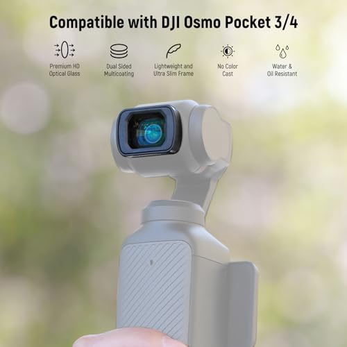 NEEWER Black Diffusion 1/4 Filter for Mist Cinematic Effect with 108° FOV Wide Angle Lens & Screen Protector Compatible with DJI Osmo Pocket 3 / Pocket 4 / Xtra Muse, FL-B33 1/4 Black diffusion&0.75X Wide Angle Lens