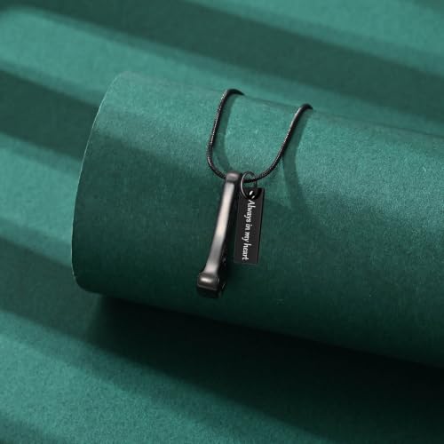 Wrench Cremation Jewelry Stainless Steel Urn Necklaces for Ashes Memorial Keepsake Pendant for Women Gifts With Funnel Kit & Bag Black