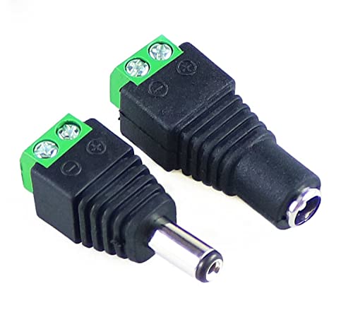 10pcs 5.5mm x 2.1mm Male and Female DC Plug Socket Power Adapter for CCTV Camera, LED Strip Lights Adapter Plug Jack Adapter Connector (5 x DC Female, 5 x DC Plug)