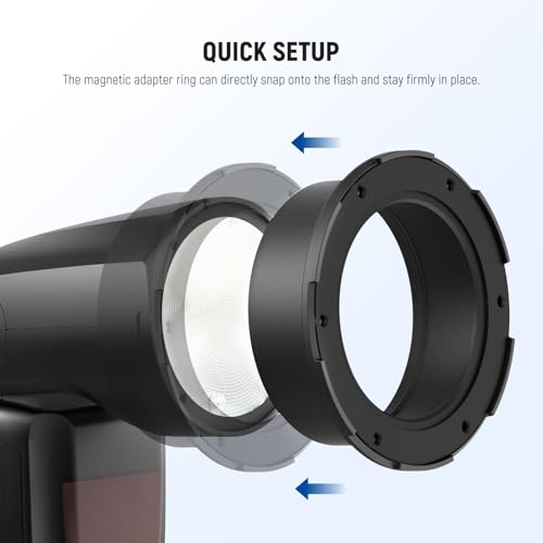 NEEWER Round Flash Magnetic Adapter Ring, Silicone Magnetic Mount Holder Light Diffuser Attachment Compatible with Godox V1/V1 PRO NEEWER Z2 Z2PRO Z2II Z3 Q120 Series Round Head Speedlight, CRS13 Round(CRS13)