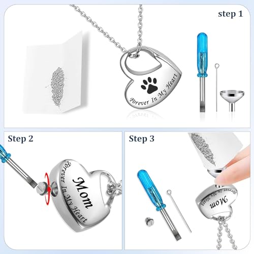 Heart Stainless Steel Pet Ashes Urn Necklace Memorial For Dog Cat New generation