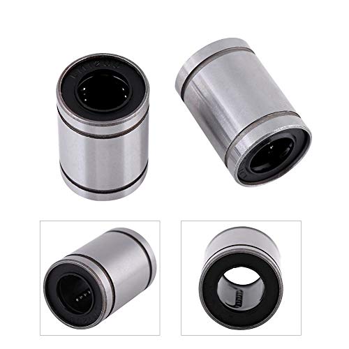 Akozon Linear Motion Bearing, 10pcs Linear Ball Bearings LM12UU 12mm Linear Motion Ball Bearing Bushing for 12mm Rod for Linear Motion on 3D Printer, CNC, and Other Applications
