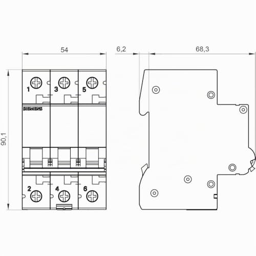 Siemens 5sl6 – Automatic magnetotermico 400 V 6 kA 3 Poles B 16 A 400 volts B16