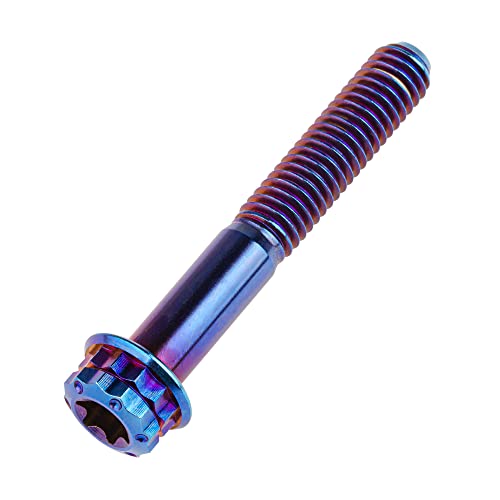 Wanyifa titanium flange 12-point M6x40mm screw bolt in burning blue finish