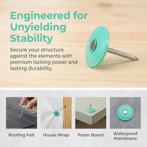 ABOOFAN 1.5-inch galvanized roofing nails with green plastic caps and ring shanks for roofing felt and house wrap