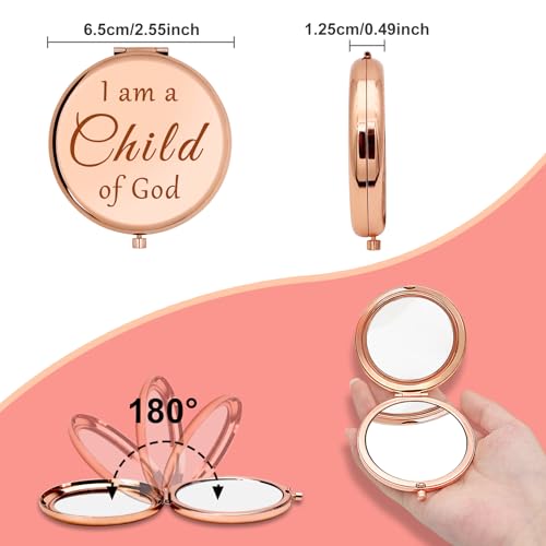 Goddaughter Gifts from Godmother Religious Compact Mirror for Woman Godchild Goddaughter First Communion Gifts for Christian Bible Verse Baptism Folding Makeup Mirror Birthday Mothers Day Present