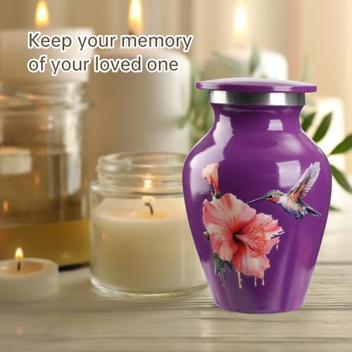 Small Urn for Ashes, Keepsake for Adults (Purple, Aluminum) urn-al-purple