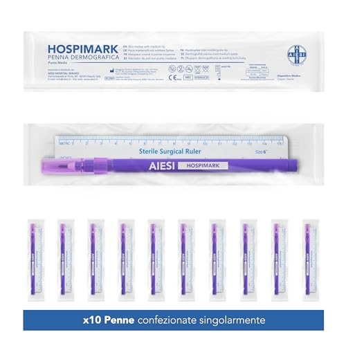 AIESI Hospimark Dermography Pen for Skin with Standard Tip with Ruler (Pack of 10)