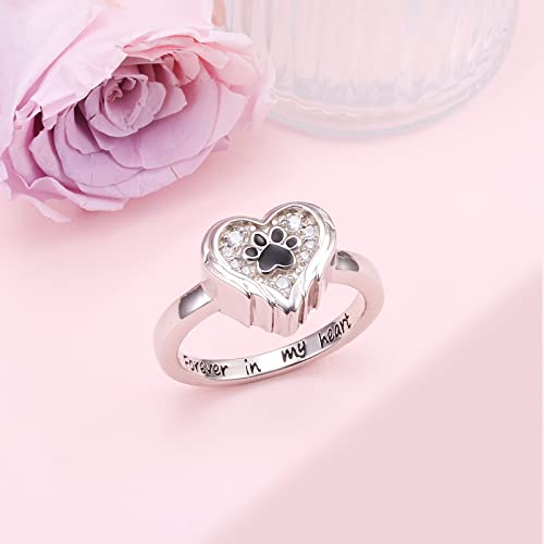 S925 Sterling Silver Cardinal Hummingbird Urn Ring for Ashes Blue Jay Red Bird Rings Heart Keepsake Memorial Jewelry Gifts Paw-urn 7
