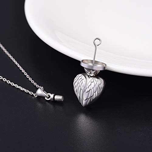 Jinlou Angel Wings Urn Necklace for Ashes Sterling Silver Forever in My Heart Cremation Jewelry for Women 2 Angel Wings urn
