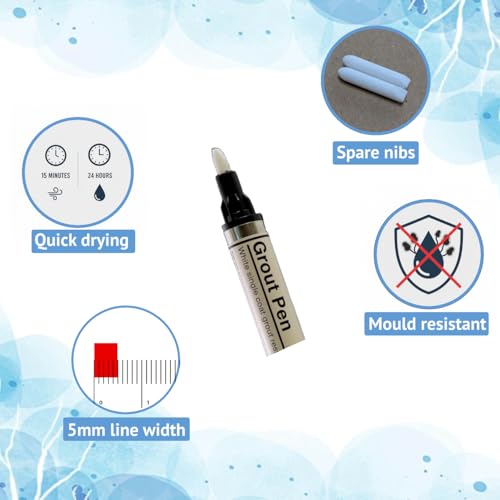 SureMark white grout pen twin pack, two 7ml pens for refreshing tile grout appearance