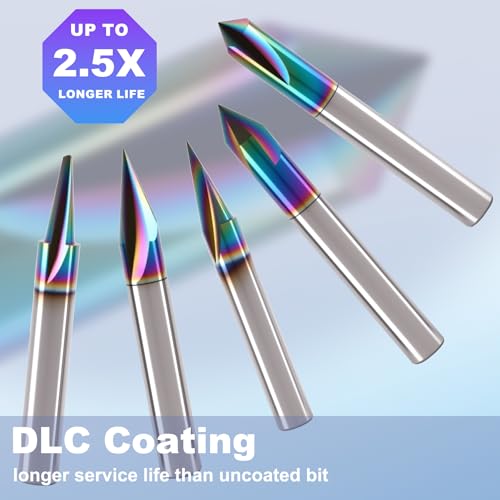 BFVV 5-piece CNC wood carving router bit set with 1/4-inch shank for edge treatment and grooving