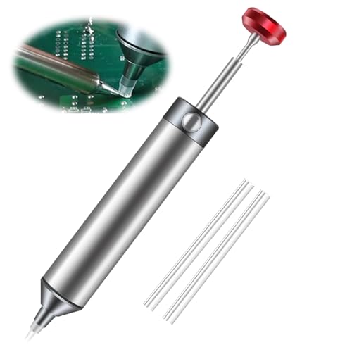 Desoldering Tool, Soldering Sucker Vacuum Soldering Remover Tool, Desoldering Pump Made of Aluminum Alloy, Vacuum Desoldering Pump, with 1 Silicone Nozzles Desoldering Suction Pump (150 mm), for