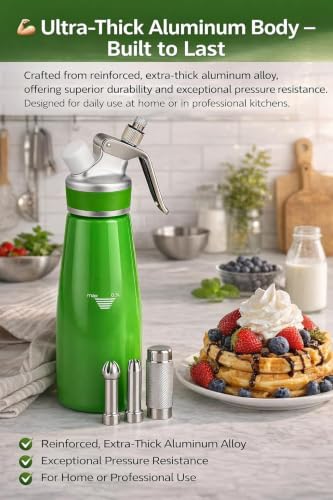 Professional Whipped Cream Dispenser – Ultra-Thick Aluminum Body & Stainless Steel Nozzle, 500ml/1000ml, Multiple Colors – Heavy Duty Cream Whipper for Desserts, Coffee, Cocktails–500ML-White White 16.9 Ounces