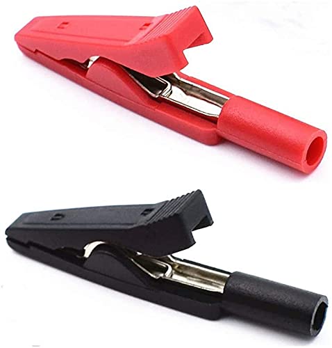 [Australia - AusPower] - 6Pack Red and Black Insulated Safety Multimeter Test Leads Alligator Clips Electrical Mini Test Crocodile Clamp Clips with 2mm Banana Jack for 2mm Test Probe & 2mm Banana Plug Connectors 