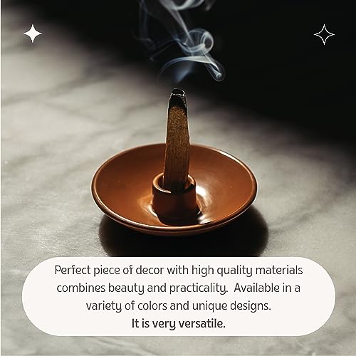 Luna Sundara Handmade Ceramic Palo Santo Holder with 5 Sticks, Brown