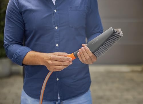 Gardena Cleansystem Hand-Held Brush M soft Medium-size cleaning brush with hose connection, flat body, for smaller, sensitive surfaces outside, with water-flow regulation (18841-20)