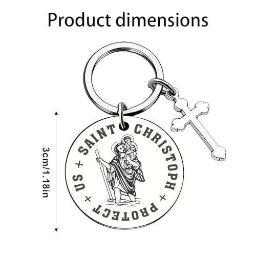 St Christopher Keyring, Spiritual Protection St Christopher for Car, Stainless Gifts for Men Women, Small New Car Gifts, for Bag, Cars Keychain, Keepsake, Safe Travels and Protection