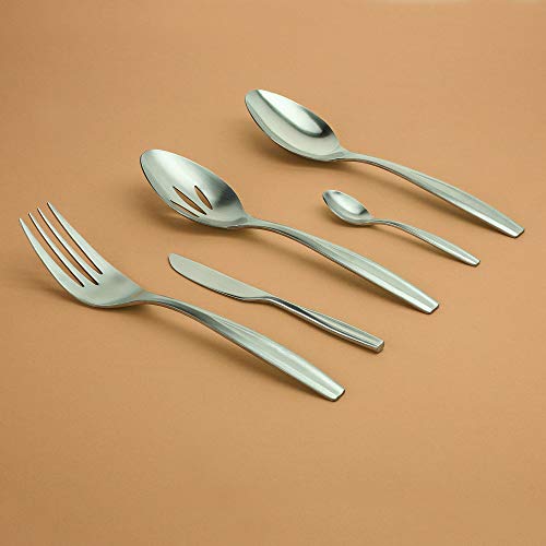 Gourmet Settings 5-piece hostess silverware set with polished stainless steel knives, forks, and spoons from the Beam collection.