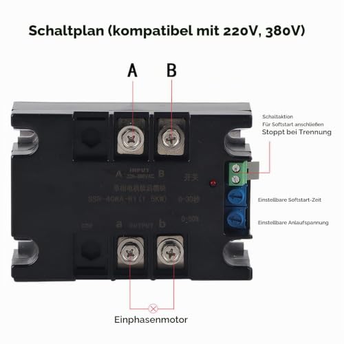 Motor Soft Start Controller Module, TSR 20WA R1 2KW Motor Start Board Optical Soft Start Control Module Electric Aluminum Floor Single Three Phase Motor Soft Start Module Soft Start Controller Single Phase Motor