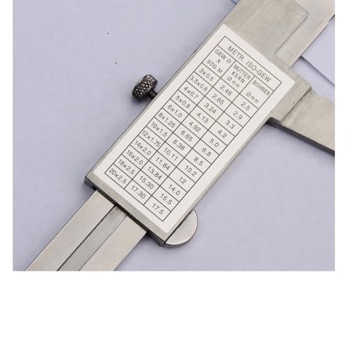 STEINLE 1102 Pocket Vernier Caliper 150 mm with Locking Screw Reading: 0.05 mm DIN862 - Includes Thread Chart