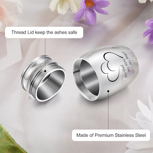 Dletay 1.57 Inches Small Cremation Keepsake Urns for Human Ashes with Heart Box Mini Cremation Urn Small Funeral Urns for Ashes Stainless Steel Funeral Urn-My Dad My Hero My Angel My Daddy-Heart Box