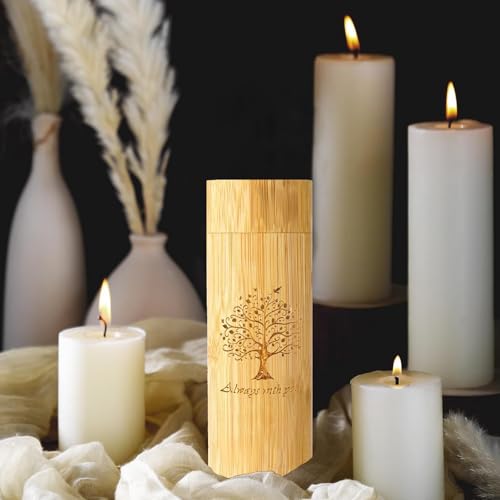 Small Scattering Urns for Human Ashes Adult,Medium Bamboo Scattering Urn Tube,6.5''x2.6''Scattering Tubes for Human Ashes,Urns for Human Pet Ashes (Brown, XL, Wisdom Tree) Brown