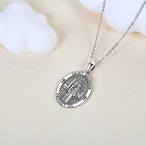 DAYLINLOVE Sterling Silver Religion Jewelry Saint Michael/Saint Raphael/Praying Hands Coin Medal Pendant Necklace Saint Archangel Protection Jewelry for Men Women saint brendan necklace
