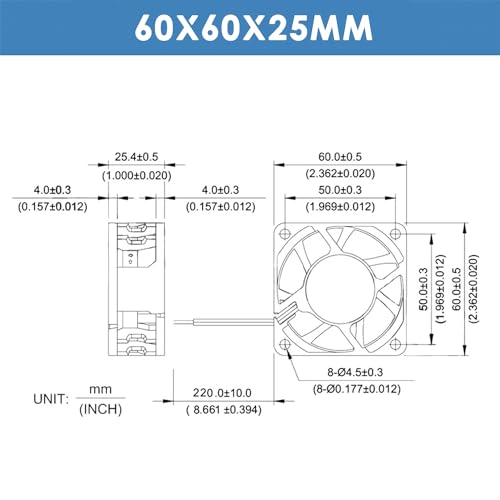 WINSINN DC 60mm Case Fan 24V 6025 Dual Ball Bearing Brushless Cooling 60x25mm 2PIN (Pack of 4Pcs)