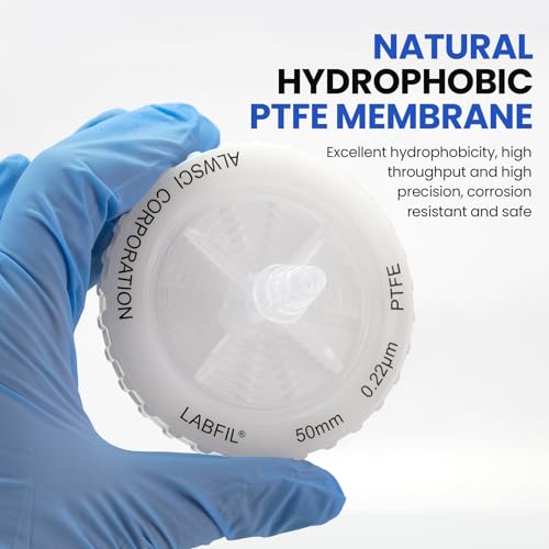 Sterile 50 mm PTFE Sterile Valve Filter, 0.22 µm Hydrophobic Syringe Filter | Maximum operating pressure 60 psi, individually packaged